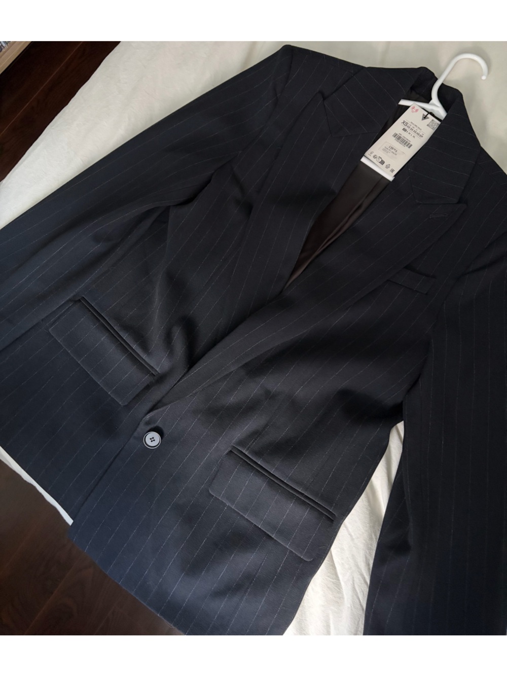 Zara Pinstripe Navy Oversized Blazer
